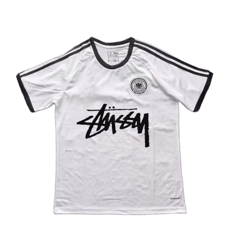 Stussy White Football Jersey: 90s Retro Unisex Streetwear