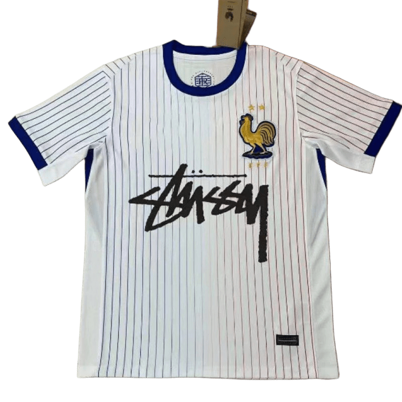 Stussy White Football Jersey: Breathable, Embroidered Streetwear