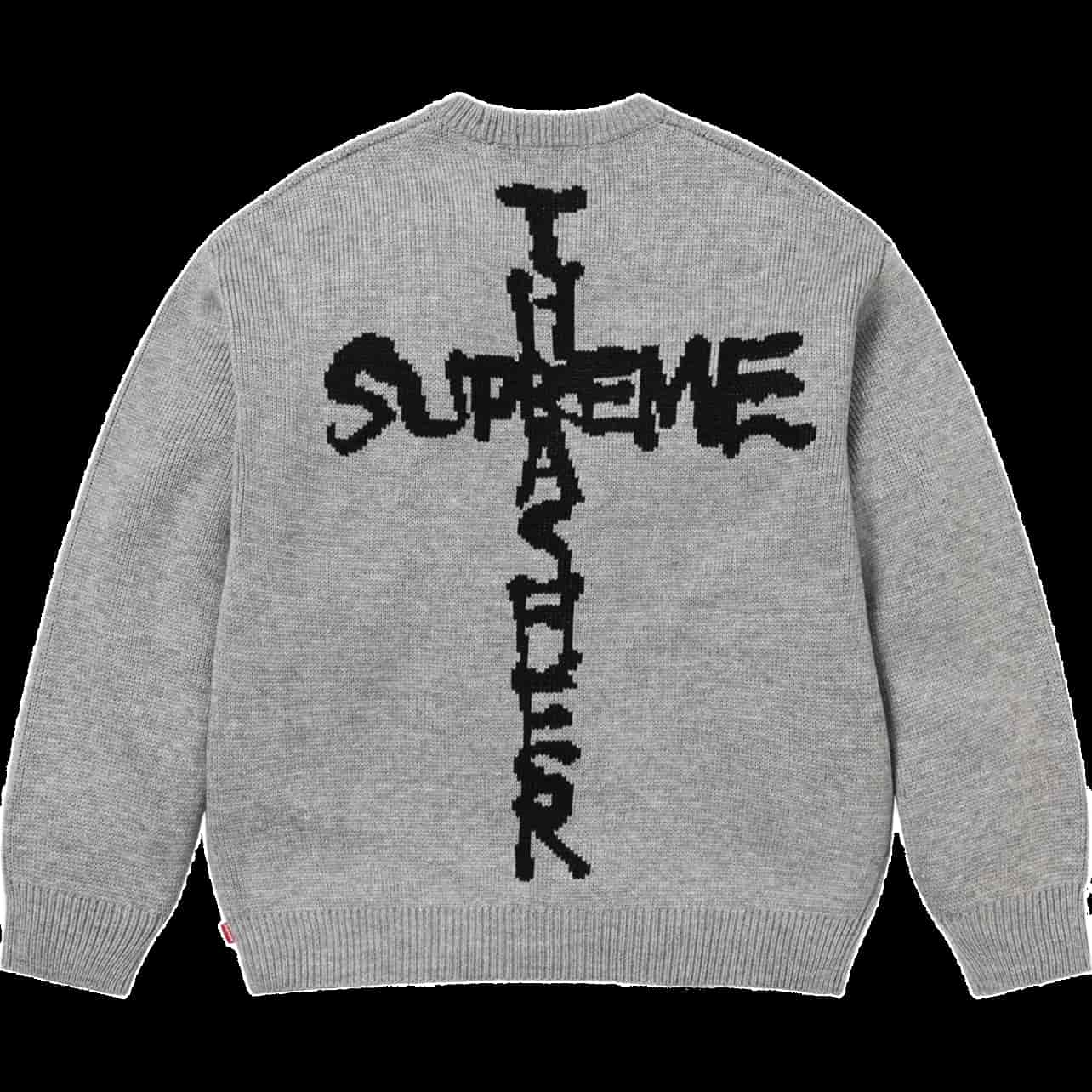 Supreme 90s Gray Wool Sweater, Unisex Streetwear