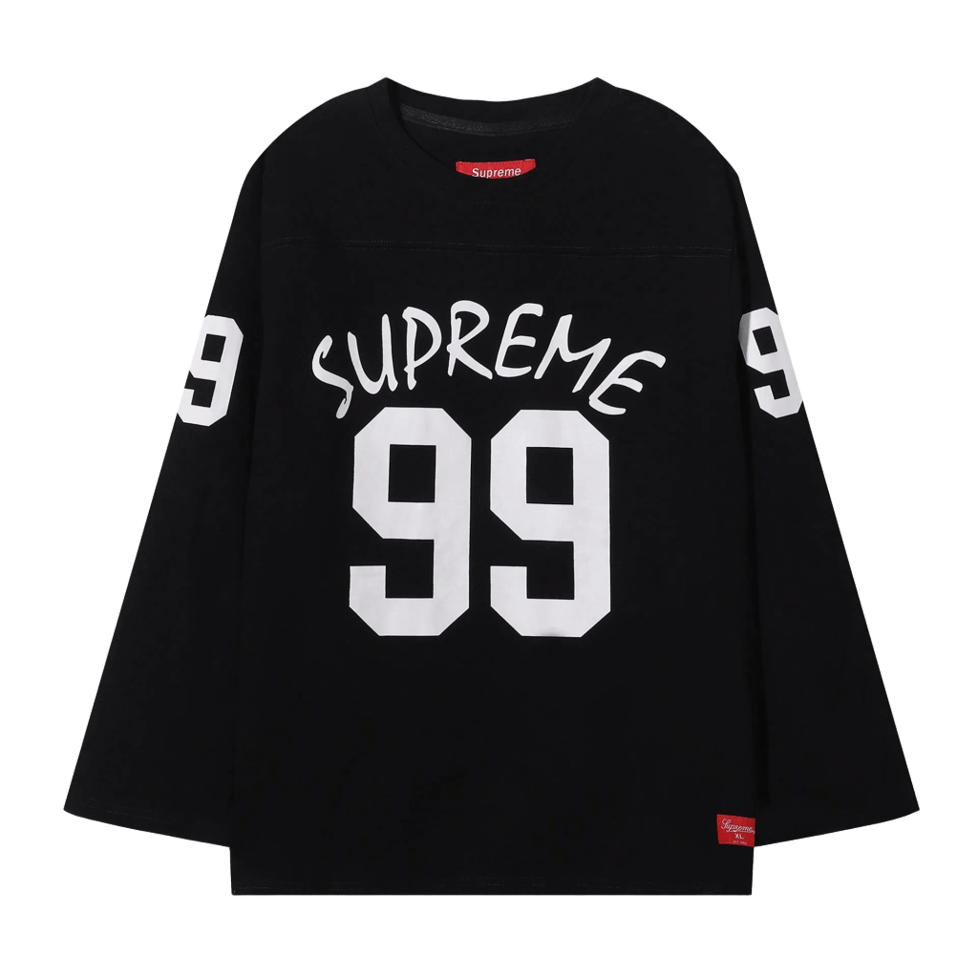 Supreme 99 Retro Black Long Sleeve Cotton Tee, Unisex