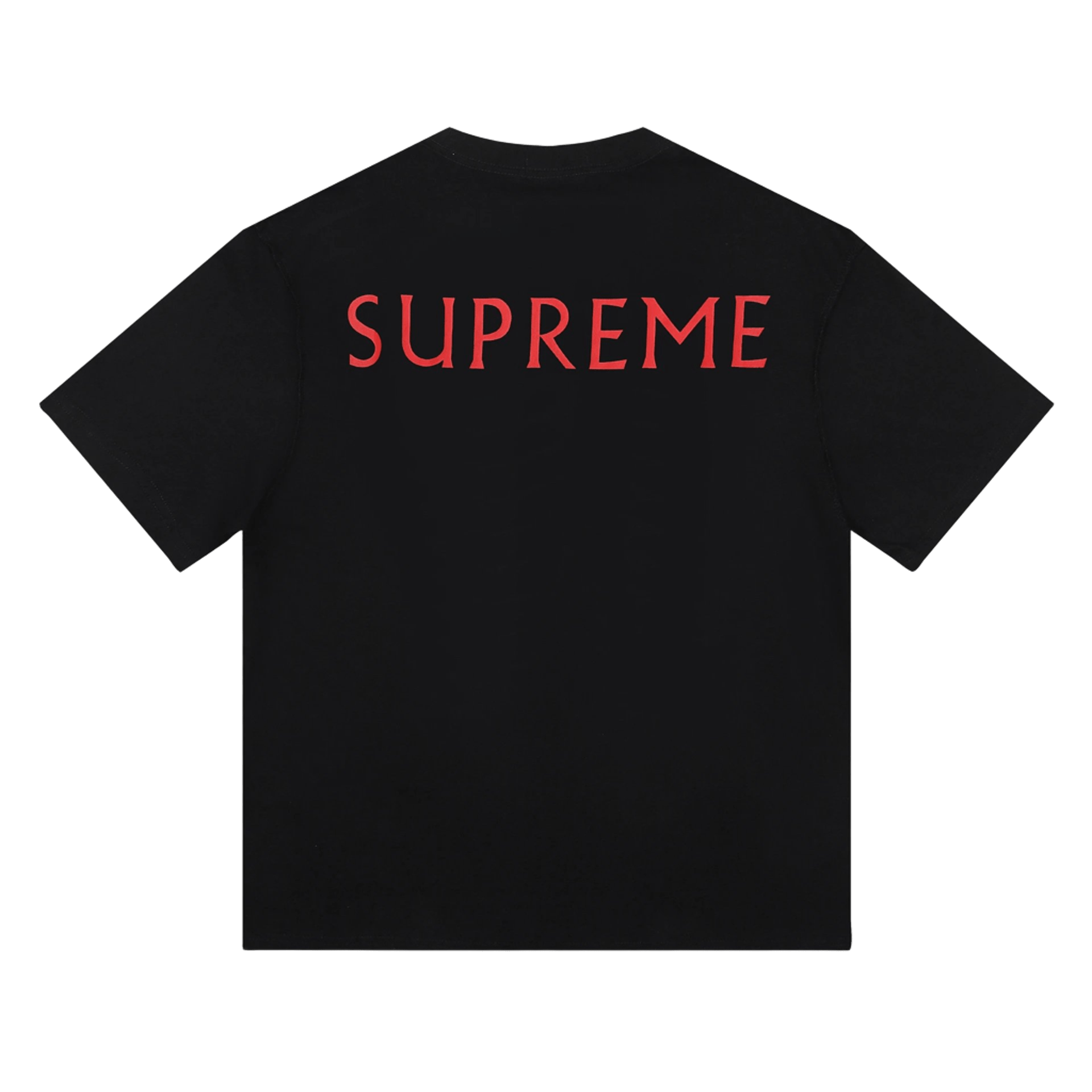 Supreme Black Cotton Unisex Tee: Red Logo Streetwear