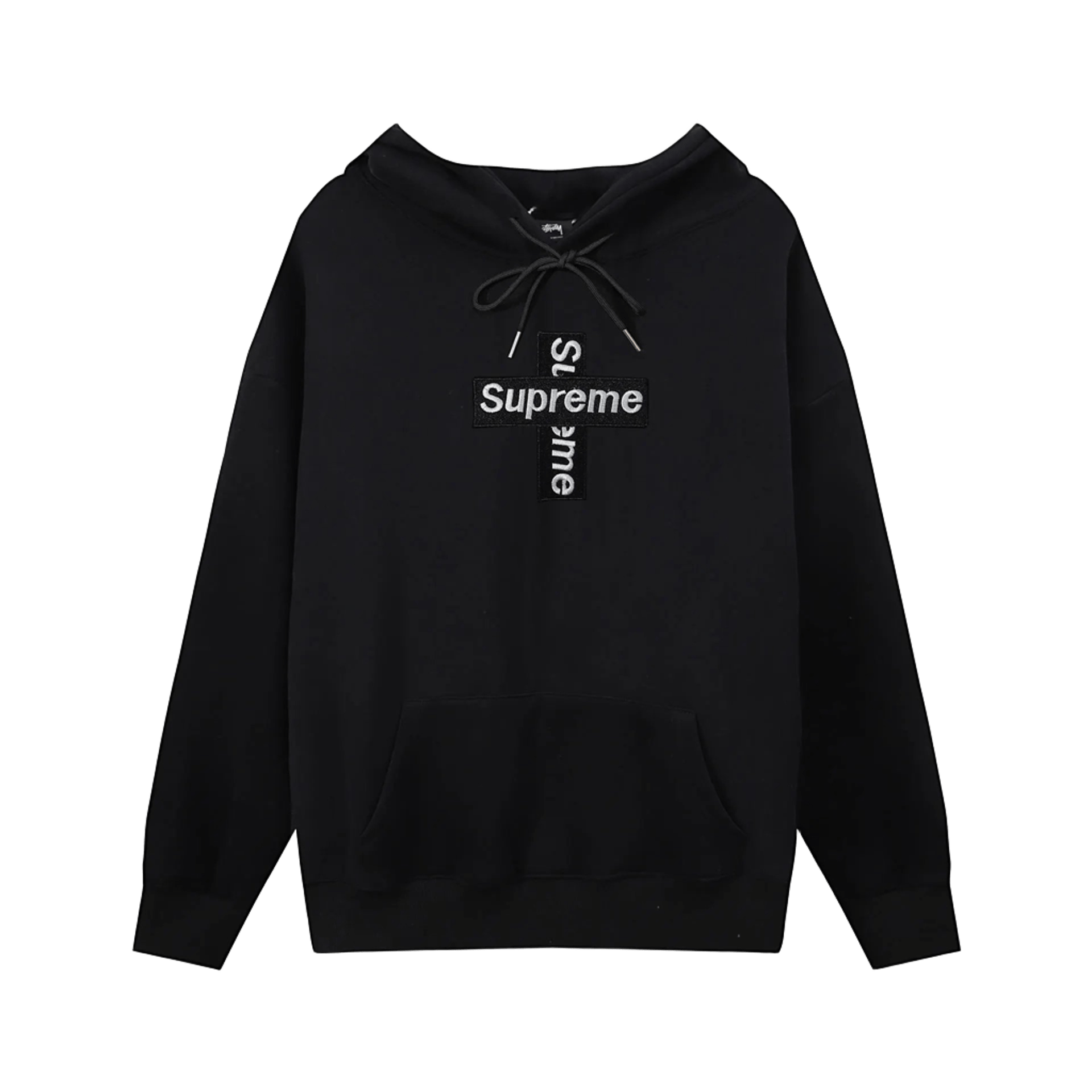 Supreme Black Hoodie: Cotton, Embroidered Logo, Unisex Streetwear