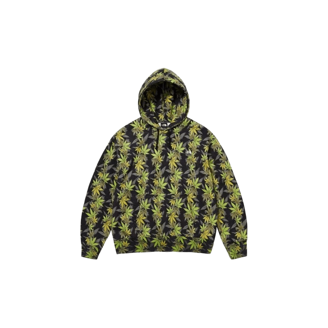 Supreme Black Hoodie Unisex Green Leaf Print Streetwear