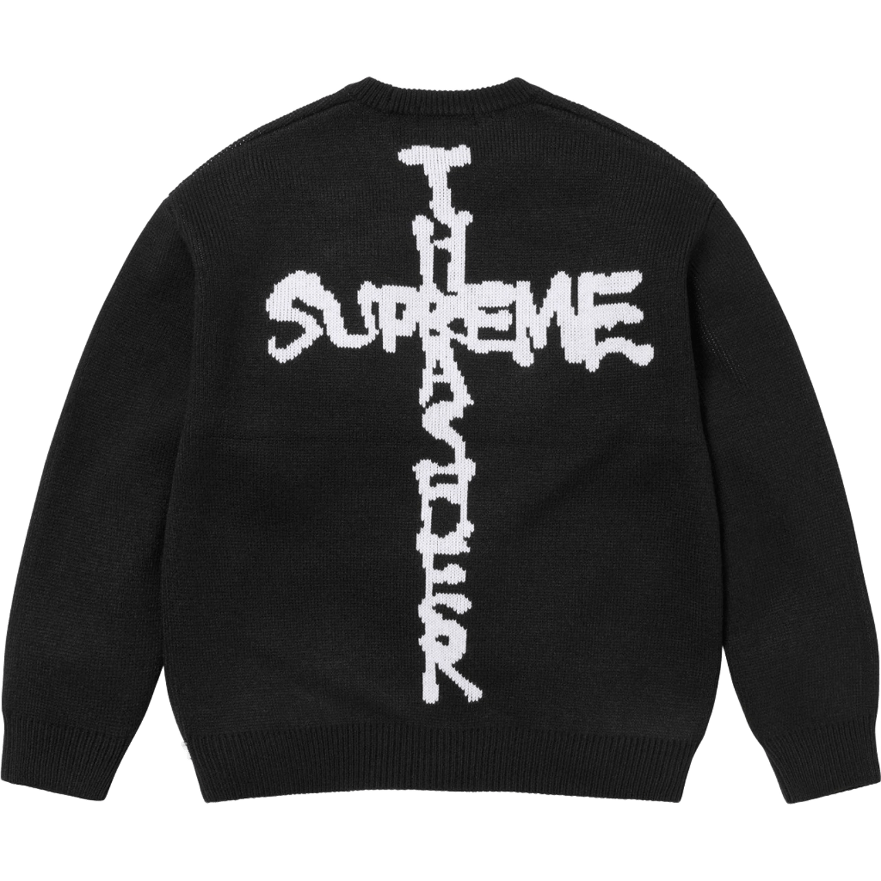 Supreme Black Wool Sweater: Unisex Streetwear, Logo Back