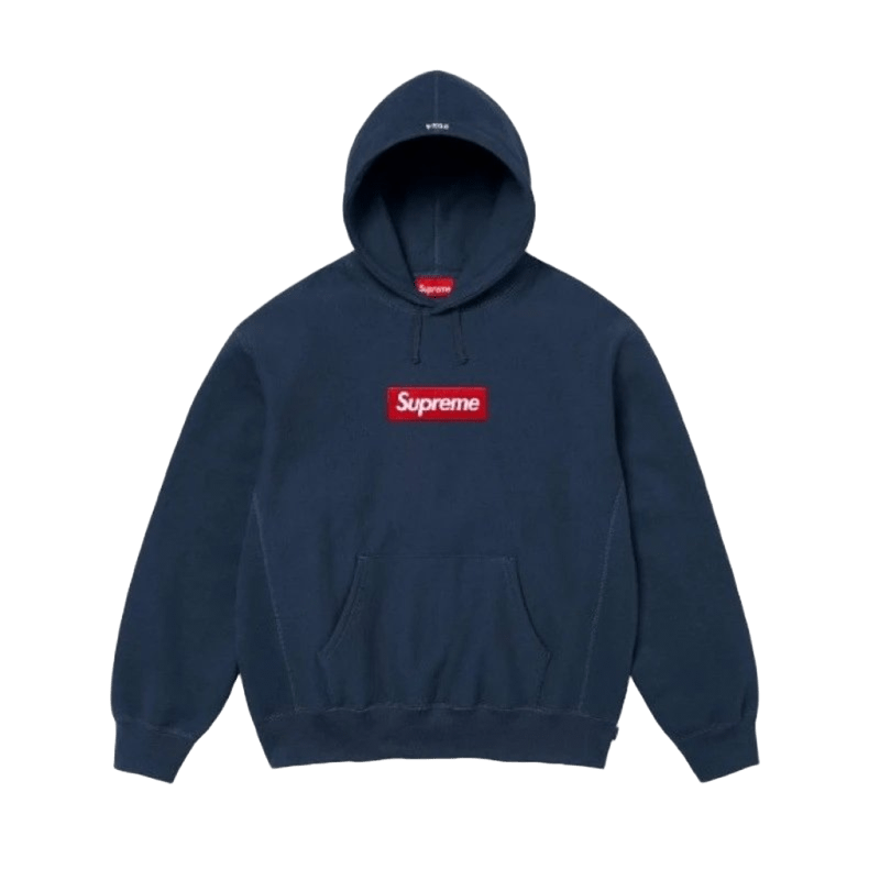 Supreme Box Logo Hoodie: Deep Blue Cotton Streetwear