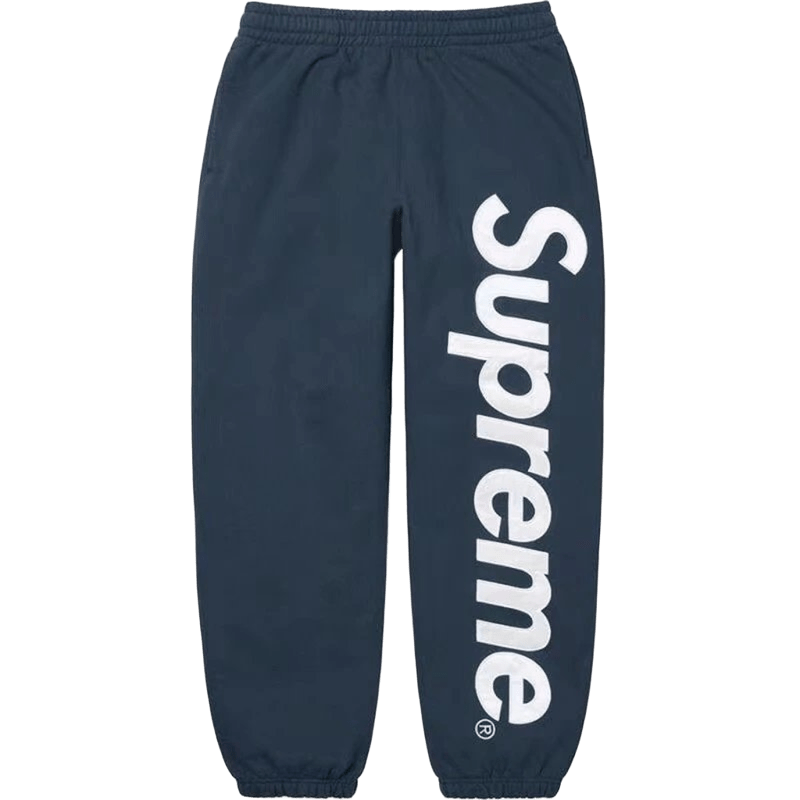 Supreme Deep Blue Breathable Pants with White Side Logo