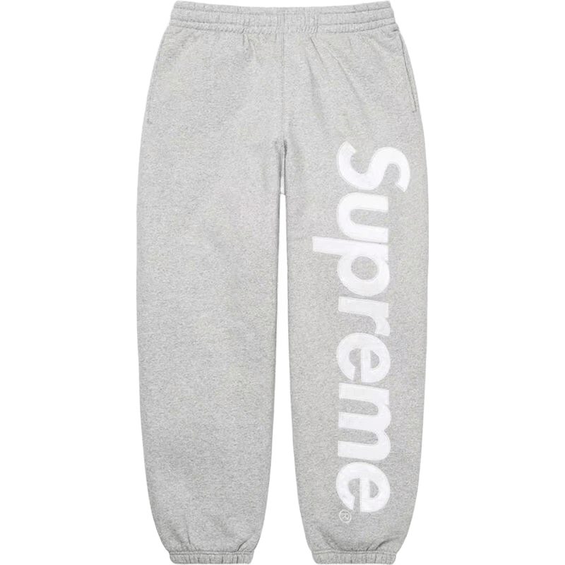 Supreme Gray Cotton Chinos: Unisex Logo Pants