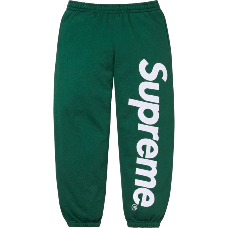 Supreme Green Cotton Casual Pants with Side Logo