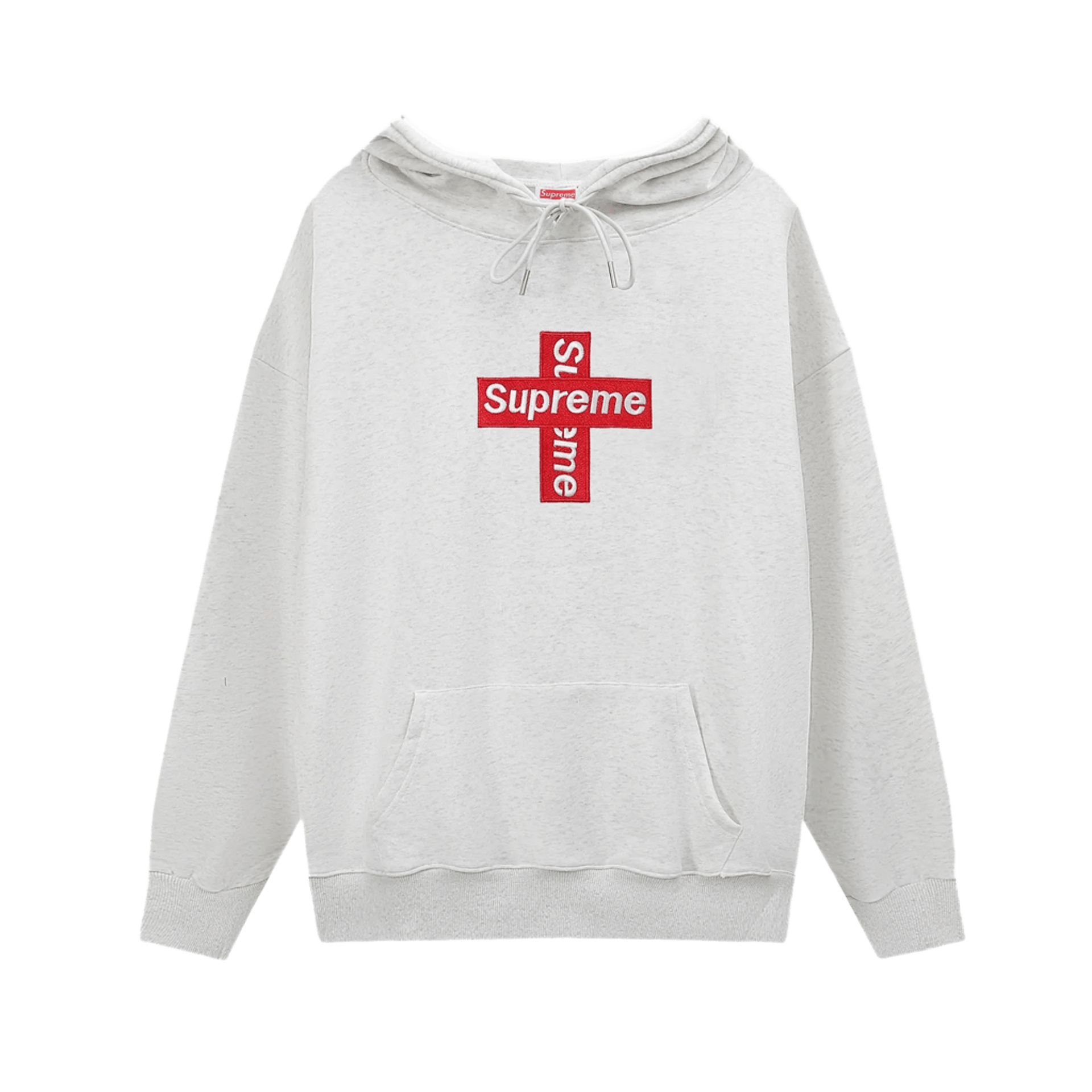 Supreme Light Gray Hoodie: Cotton, Unisex 90s Streetwear