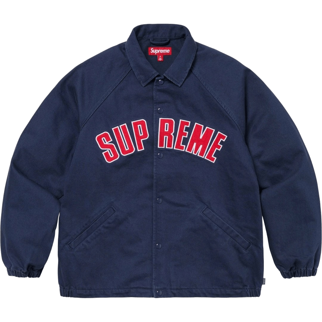 Supreme Navy Jacket: Red Logo, Unisex Streetwear