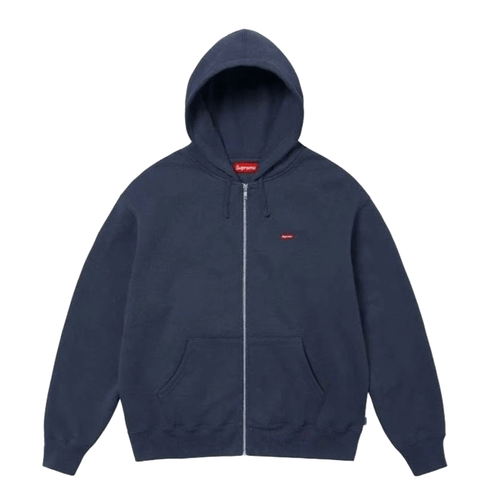 Supreme Navy Zip Hoodie: Unisex Cotton 90s Street Style