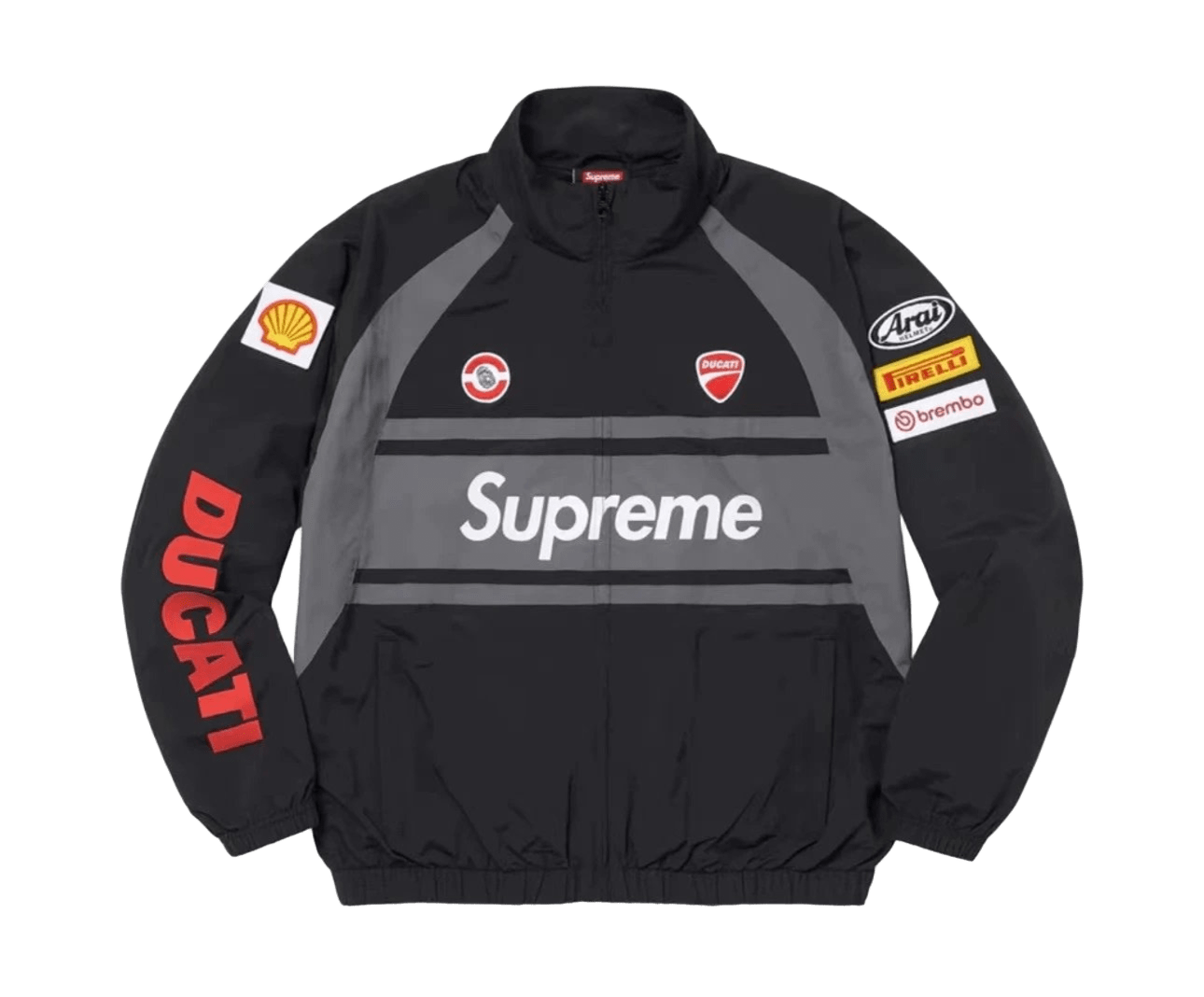 Supreme Racing Black Windproof Jacket: 90s Unisex Streetwear