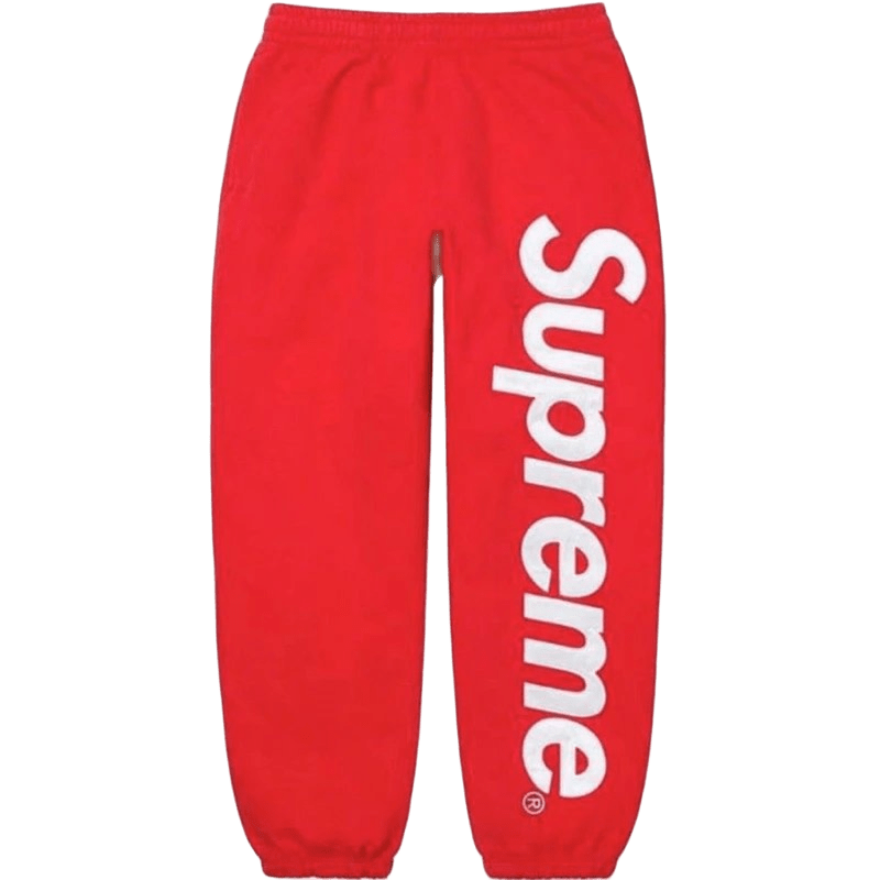 Supreme Red Cotton Sweatpants: '90s Streetwear Icon
