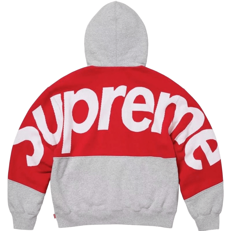 Supreme Red/Gray Hoodie: Cotton Streetwear, Unisex '90s Style