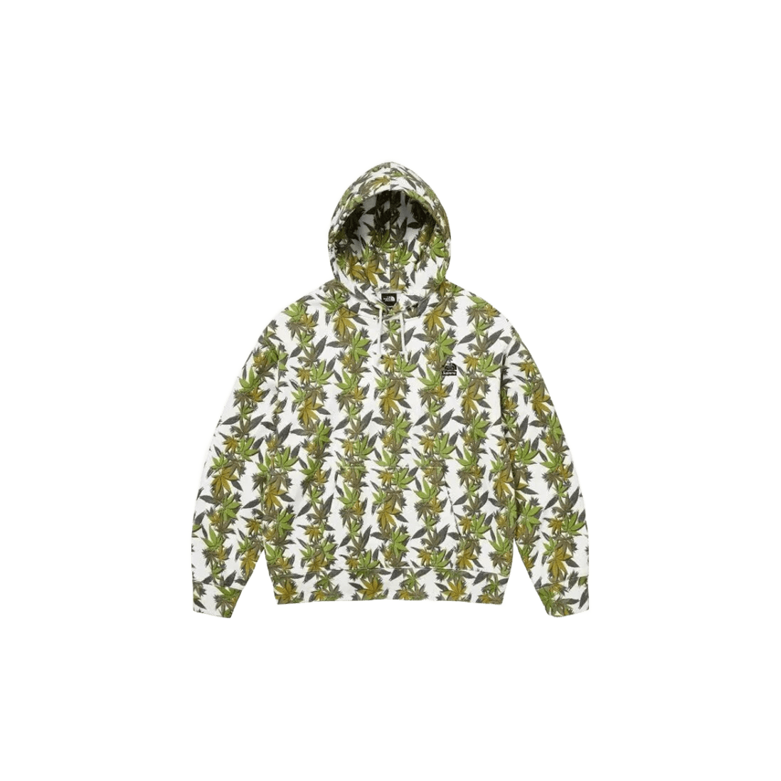 Supreme White Green Hemp Leaf Print Hoodie, Unisex Streetwear