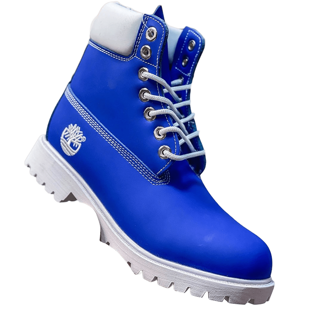 Timberland Blue Leather Work Boots: Slip-Resistant Unisex