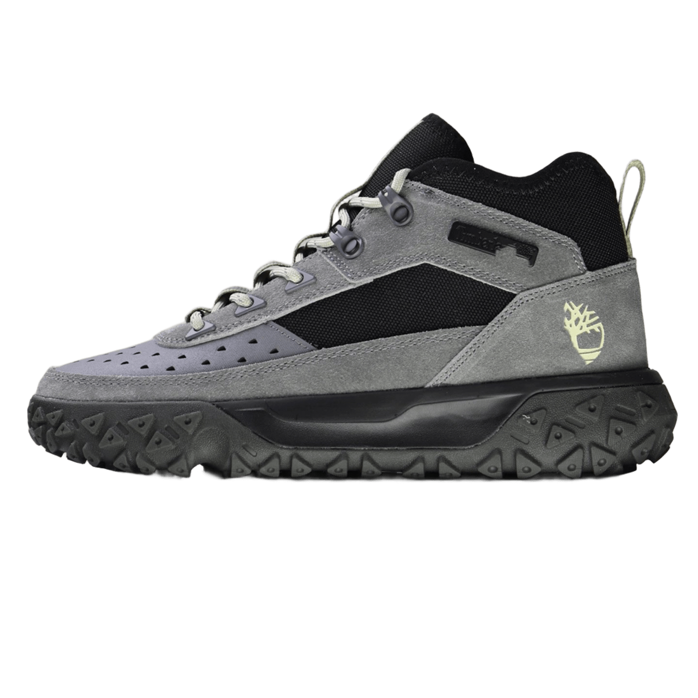 Timberland Gray High-Top Outdoor Boots: Leather & Mesh