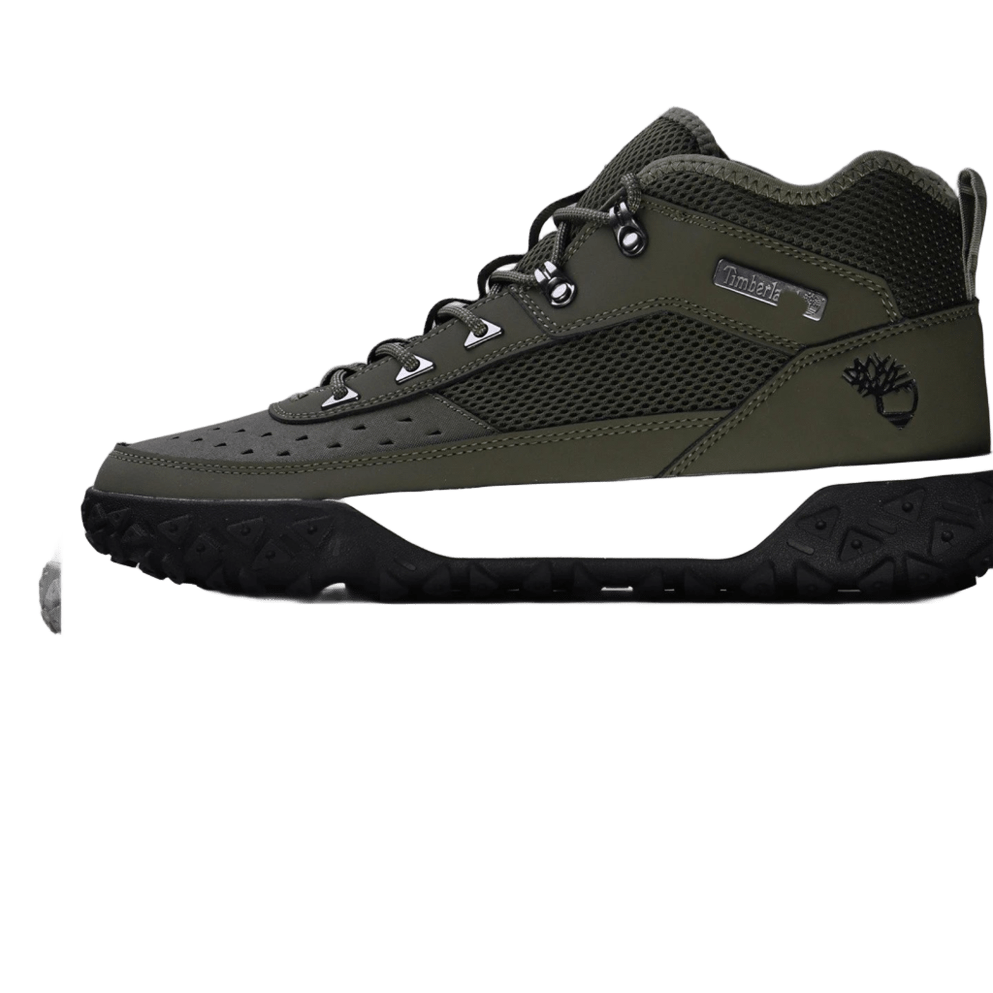 Timberland Olive Green High-Top Boots, Leather & Mesh