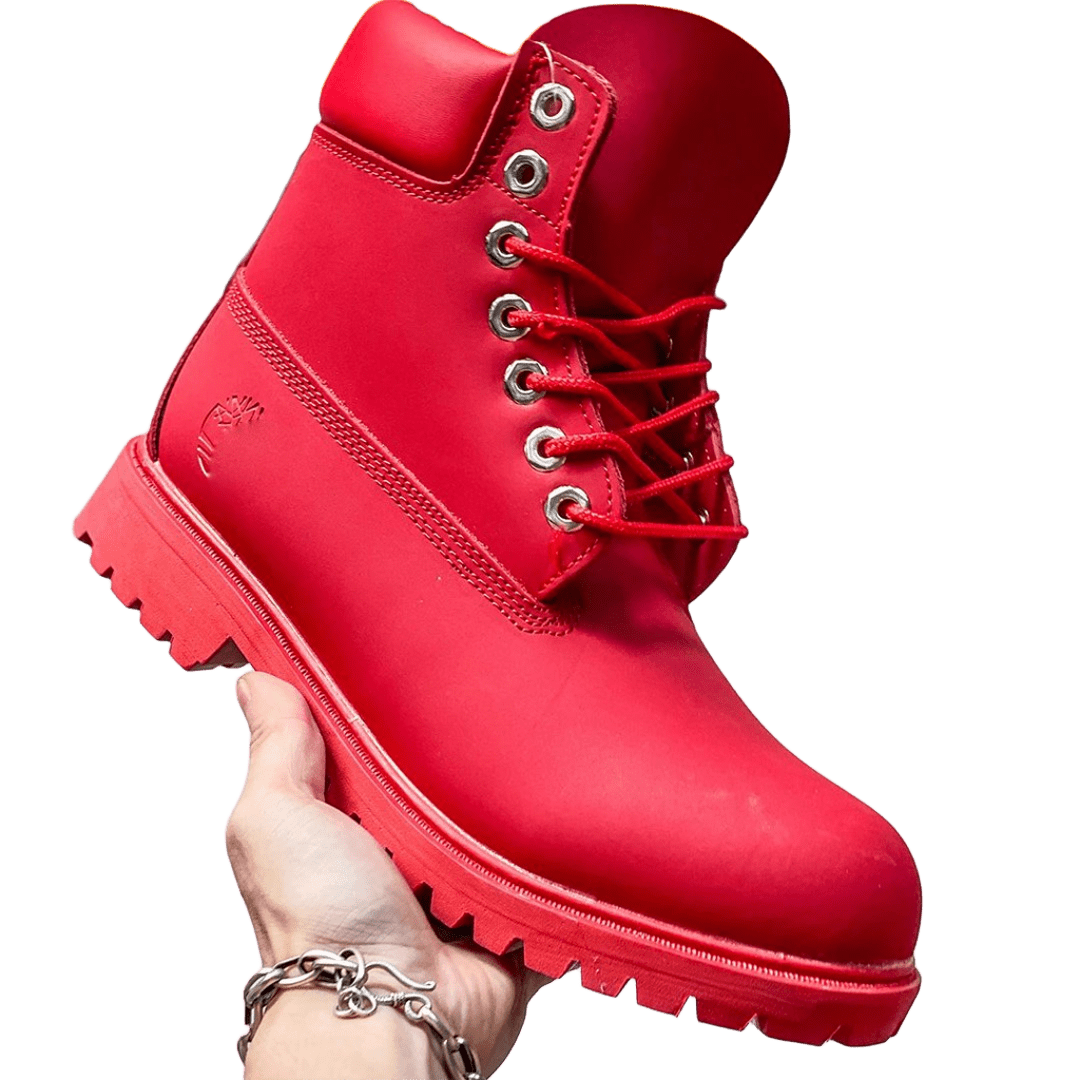 Timberland Red Leather Boots: Unisex, Durable, All-Season