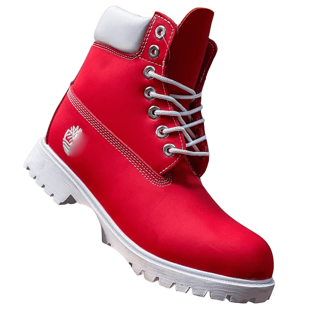 Timberland Red Leather High-Top Work Boots, Unisex