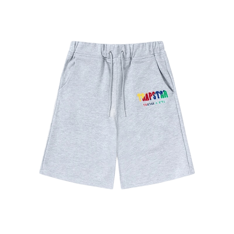 Trapstar Grey Cotton Shorts: Casual Streetwear with Side Logo